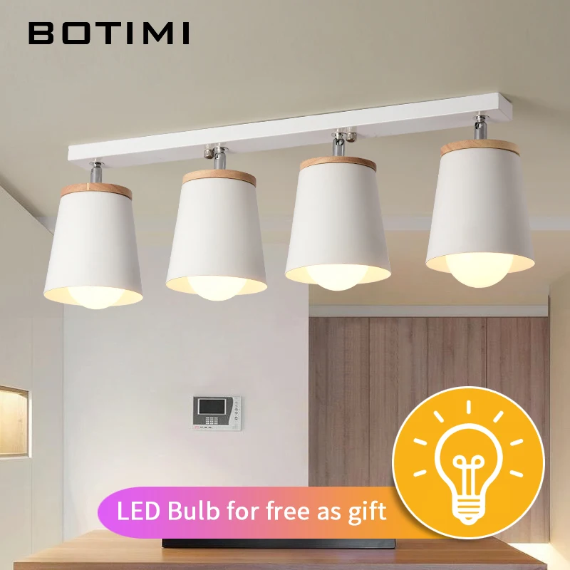 

BOTIMI White Metal Ceiling Lights For Corridor Modern Adjustable Lamparas de techo Corridor LED Indoor Wood Lighting Fixtures