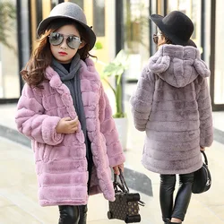 Girls Winter Coat Thicken Fur Hooded Children's Jackets for Teenage Girls Clothes Kids Jackets Outerwear Abrigos Y Chaquetas