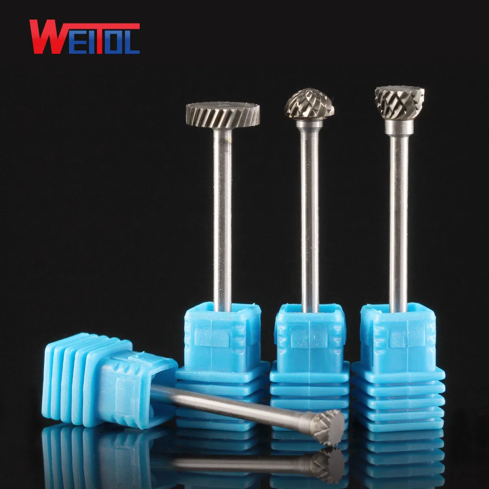 Weitol 3mm DDP set carbide rotary files double cut carbide burrs power tools CNC engraving bits milling cutter