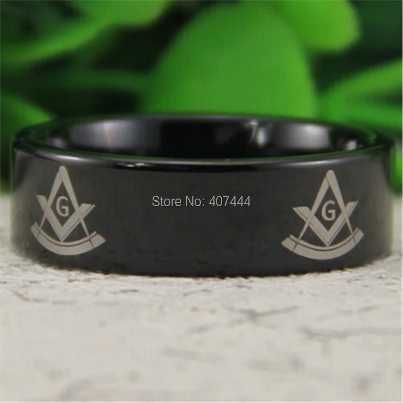 

Free Shipping YGK JEWELRY Hot Sales 8MM Black Pipe Past Master Masonic Mason Men's Comfort Tungsten Wedding Ring