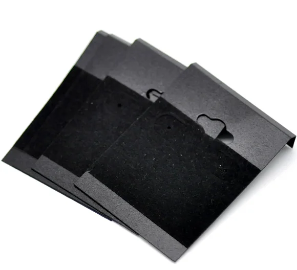 DoreenBeads 50PCs Black Ear Hooks Earring Plastic Display Cards Cardboard Square Card with Elbow Hook Display Cards 6.2x4.5cm,