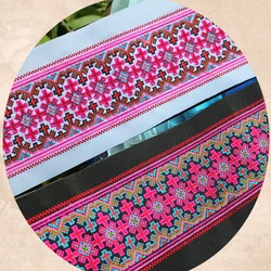 1yard Miao Stitch Embroidery Fabric Lace Trim 10cm Dress Collar Ribbon Tape Webbing Ethnic Tribal Thai Boho DIY Gypsy Accessory