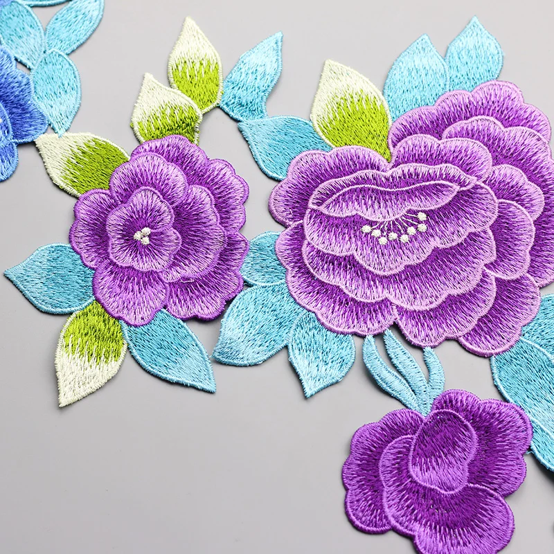 AHYONNIEX Brand High Quality China Style Big computerized embroidery hand stitching type Flower Patches for Clothing DIY