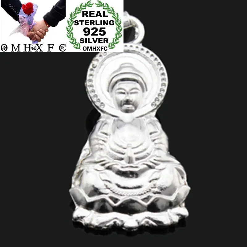 OMHXFC Wholesale European Fashion Woman Man Unisex Party Birthday Gift GUANYIN Buddha 925 Sterling Silver Charm Pendant PN269