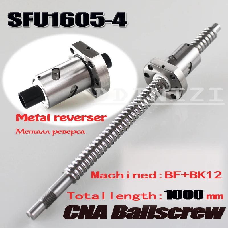 

BallScrew SFU1605 -4 1000mm ball screw C7 with 1605 flange single ball nut BK/BF12 end machined Woodworking Machinery Parts