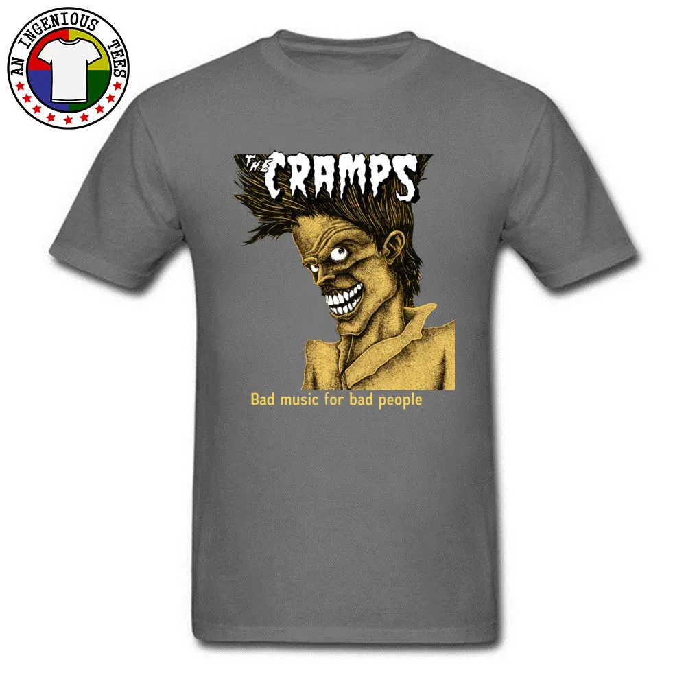 Cramps Crazy Top T-shirts HipHop Rock Music Adult T Shirt Casual Short Sleeve Clothing Shirt Bad Music For Bad People Shirts