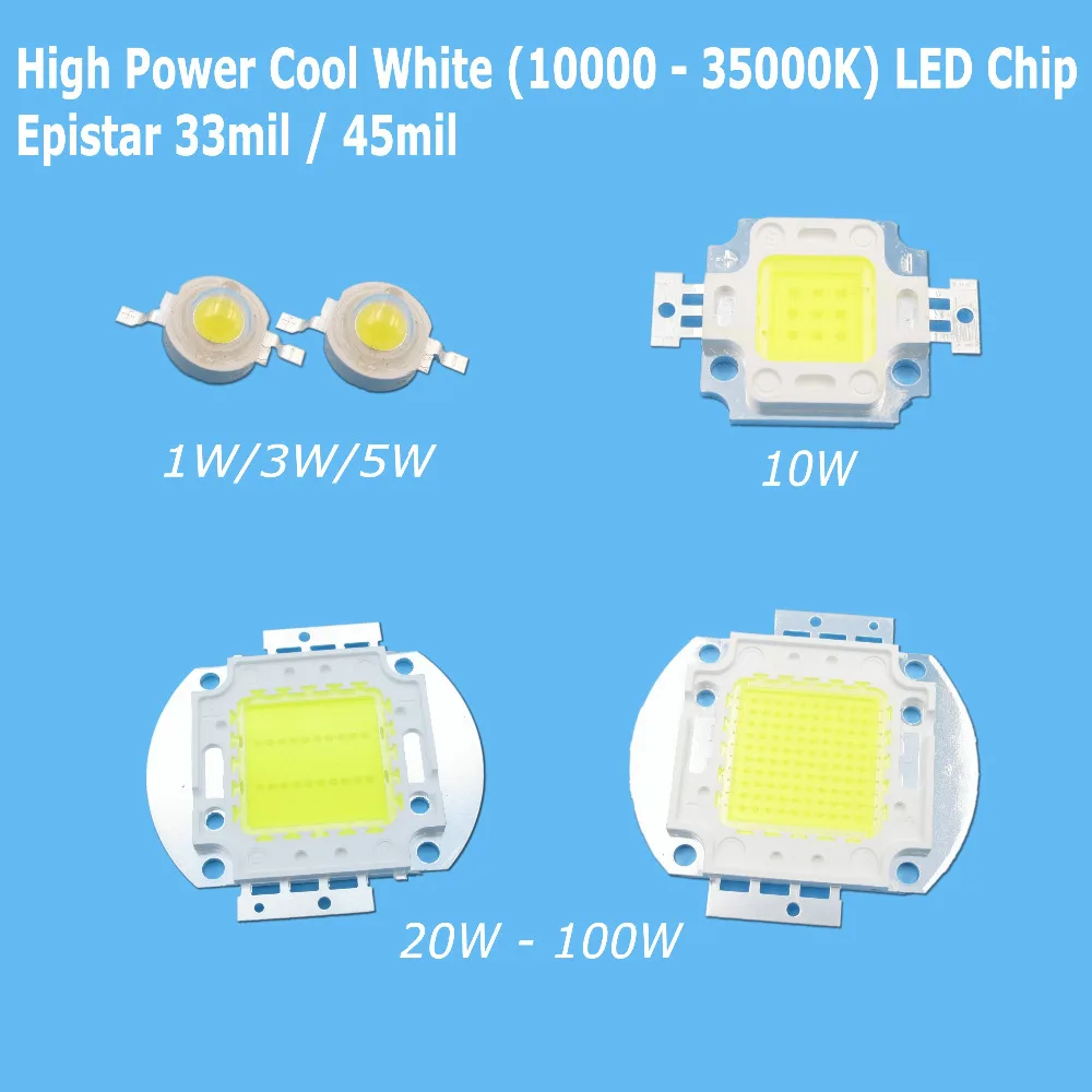 

High Power Cool White COB LED Bulb Chip 1W 3W 5W 10W 20W 30W 50W 100W SMD Epistar 10000K 20000K 30000K