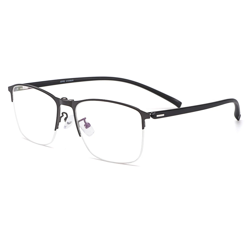 Gmei Optical Men Square Ultralight Titanium Alloy Semi-Rimless Glasses Frame Polarized Clip on Sunglasses S9341
