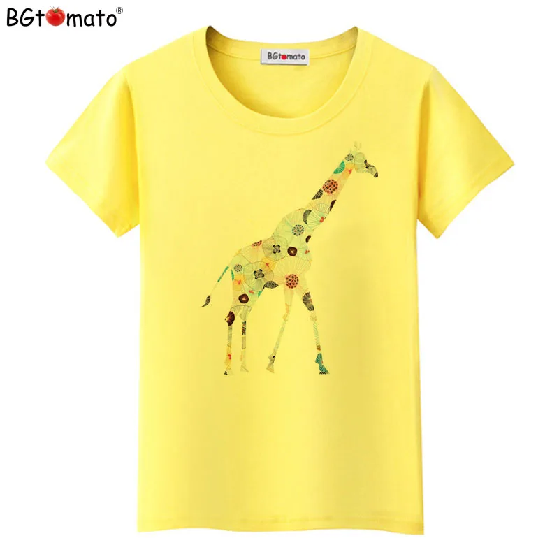 BGtomato Colorful giraffes Tshirt women beautiful top tees hot sale T-shirt women summer clothes