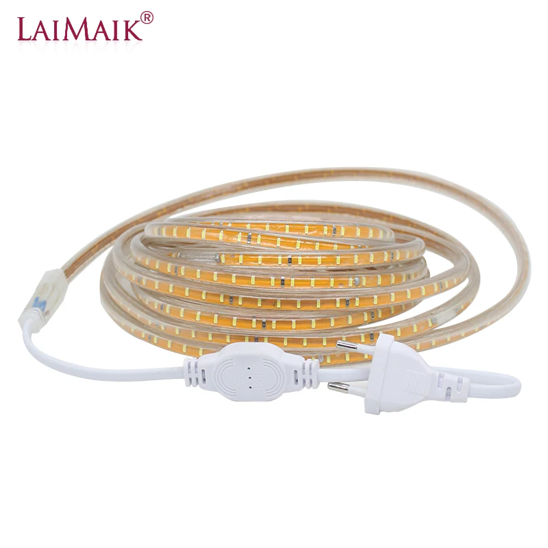 Led strip 220V 108led/M led tape IP67 Waterproof LED Light Strip with EU Plug Outdoor SMD3014 led Ribbon 30m 50m 100m warm white