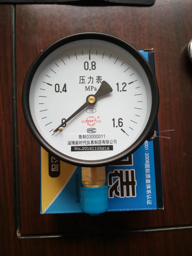 

y100 Application of Shandong Xinhua Medical Electric Heating Evaporator radial mounting pressure gauge 0~1.6MPa Zibo New era