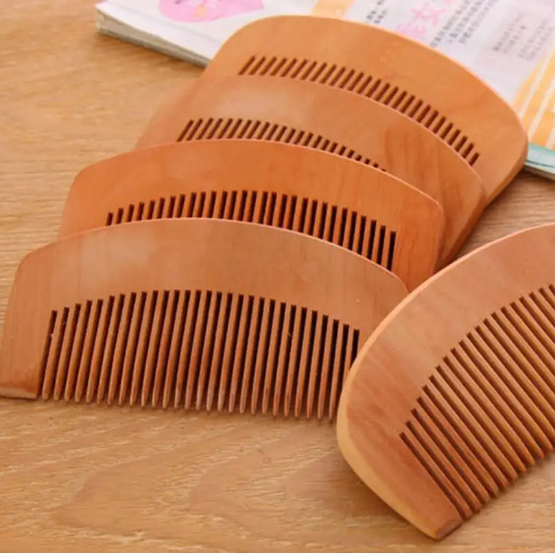 Wholesale 500pcs/lot High Quality Portable Natural Peach Wood Comb Beard Comb Pocket Comb lin4734