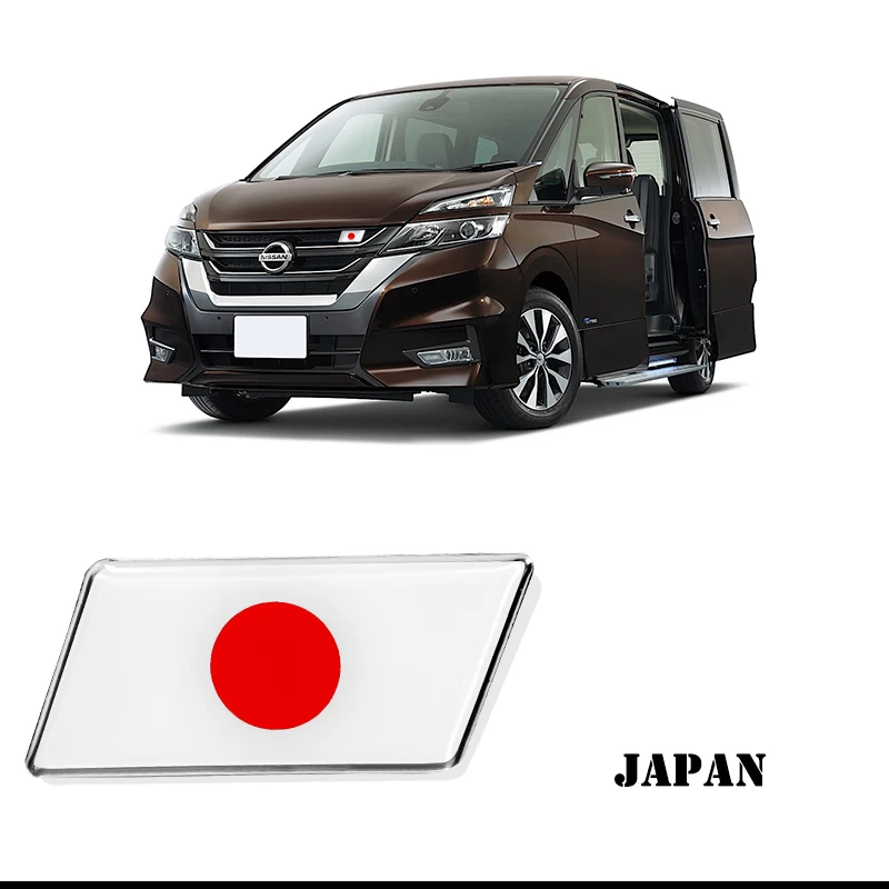 1pc Universal Japan Flag Rising Sun Emblem Badge w/Grille Aluminum Plate Car Styling Fits For Toyota, Honda etc