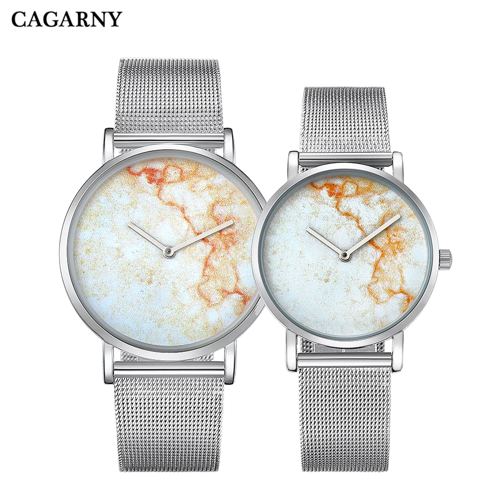 Cagarny Couple Những Người Yêu Thích Đồng Hồ Thép Không Gỉ Lưới Vòng Đeo Tay Xem Phụ Nữ Ultra Thin DW Phong Cách Nam Không Thấm Nước của Quartz Đồng Hồ Đeo Tay