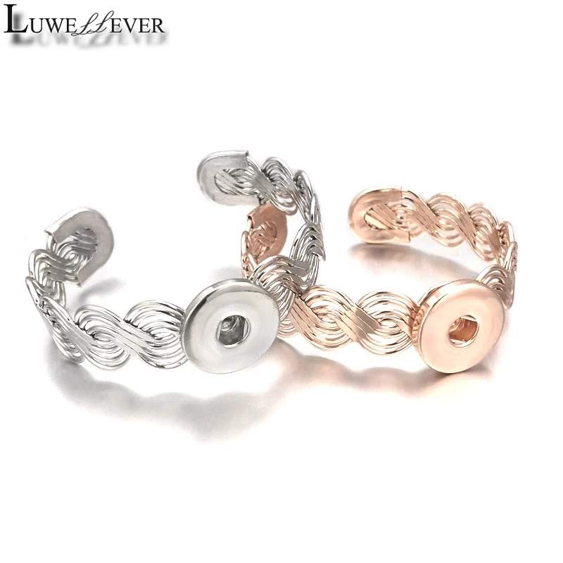 Interchangeable 152 Metal Bracelet 18mm Snap Button Charms Bangle For Women Jewelry Gift