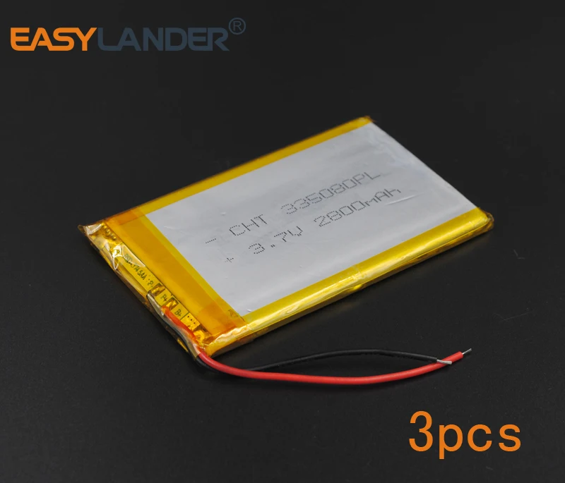 3Pcs/Lot 3.7V 2800mAh 305080 Polymer Li-ion Battery For Mp3 Mp4 PAD GPS  DIY Speaker Flash lighting Oticon Streamer safety lamp