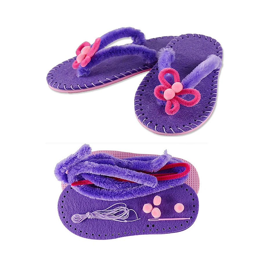 Funny Handmade DIY Non-woven Fabric Shoes Creative Fashion Slippers Sewing Kit Art & Crafts For Children Educational Toys