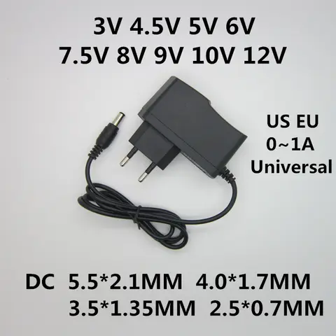 AC 100-240V DC 3V 4.5V 5V 6V 7.5V 8V 9V 10V 12V 1A Universal Power Adapter Converter Switch Power Supply for LED Light Strips