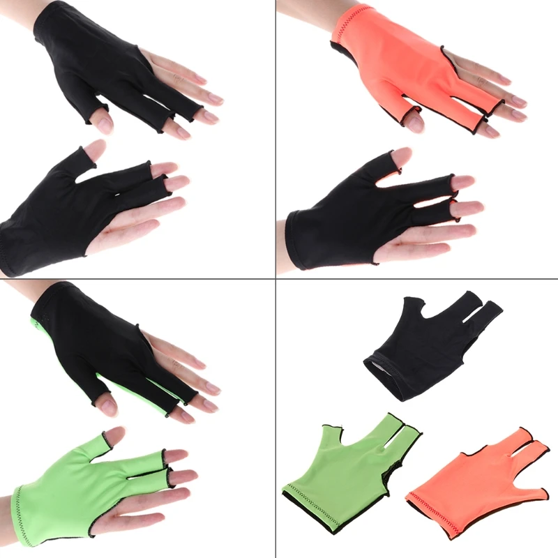 1pc Lycra Fabric Snooker Billiard Glove 3 Finger Gloves Pool Left Hand Open Mitten Billiard Accessories Random delivery