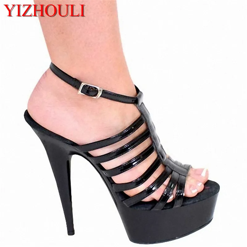 Fresh and new sandals in summer Europe and the performance of shoes Black high waterproof table 15 cm high heels