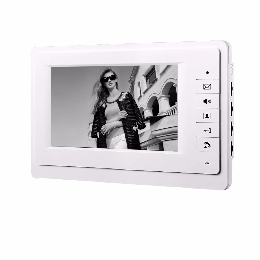 Wired Video Door Phone Intercom, 4-Core Connect Cable, Indoor Monitor Unit, 7-Polegada Display LCD