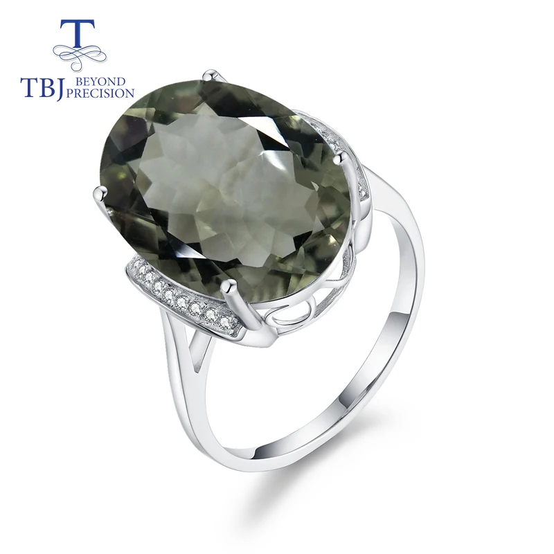 TBJ,green amethyst Ring,prasiolite rings natural big size gemstone oval 13*18mm 925 sterling silver fine jewelry for girls gift