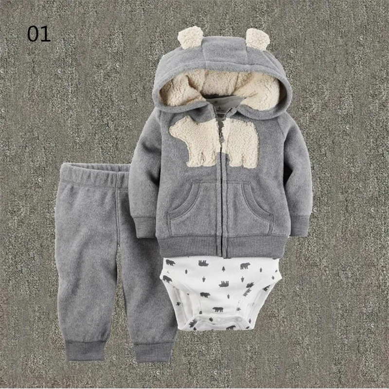 Hot sale children clothing set coat pant jumpsuit 3 pcs clothing set baby children kids Fleece Cardigan Set Spring,Autumn set