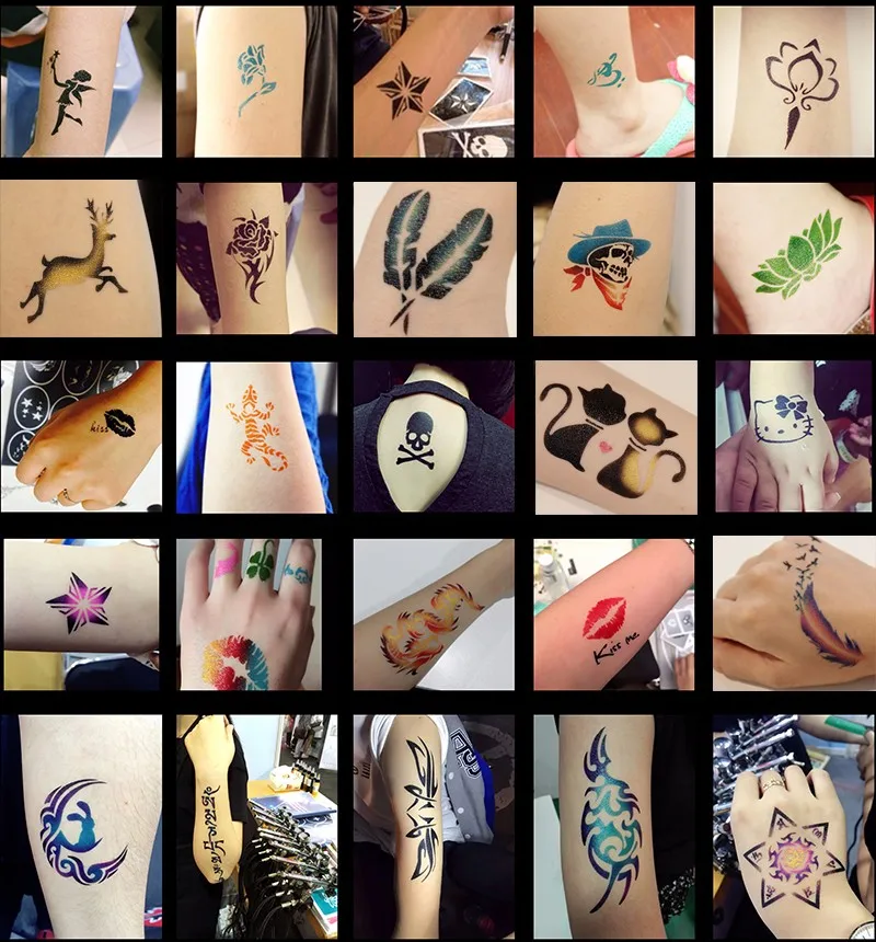 أوفير البخاخة الإستنسل الحناء الوشم المؤقت البخاخة الجسم الطلاء الإستنسل 85 نمط الجسم الفن الطلاء تصميم TA102 #6