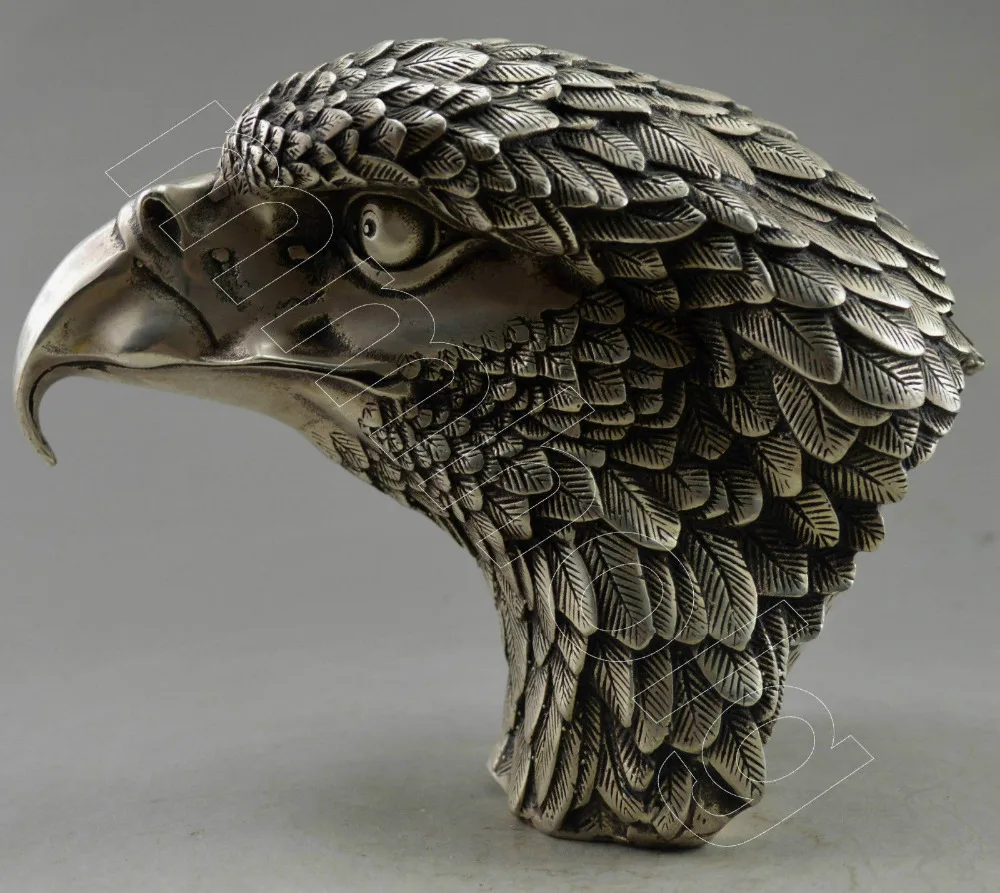 

Collectible Decorated Old Handwork Tibet Silver Carve Big Eagle Head Statue copper tools Brass Bronze