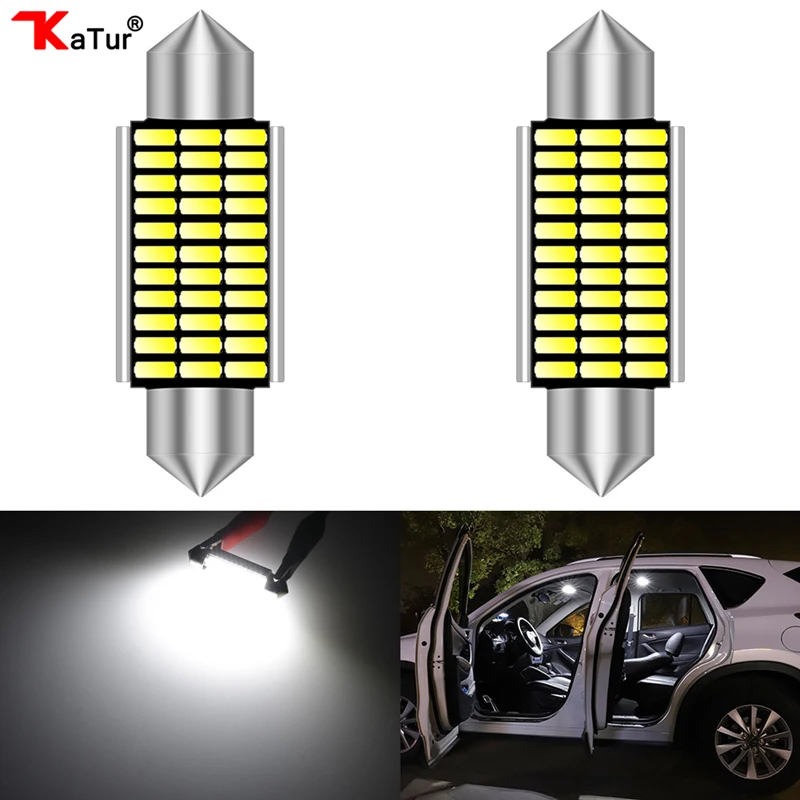 Katur 2 Chiếc C5W Festoon LED Xi Nhan CANBUS 31MM 36Mm 39Mm 41Mm Xe Mái Vòm Đèn Lỗi Miễn Phí nội Thất Ô Tô Đọc Bóng Đèn Biển Đèn