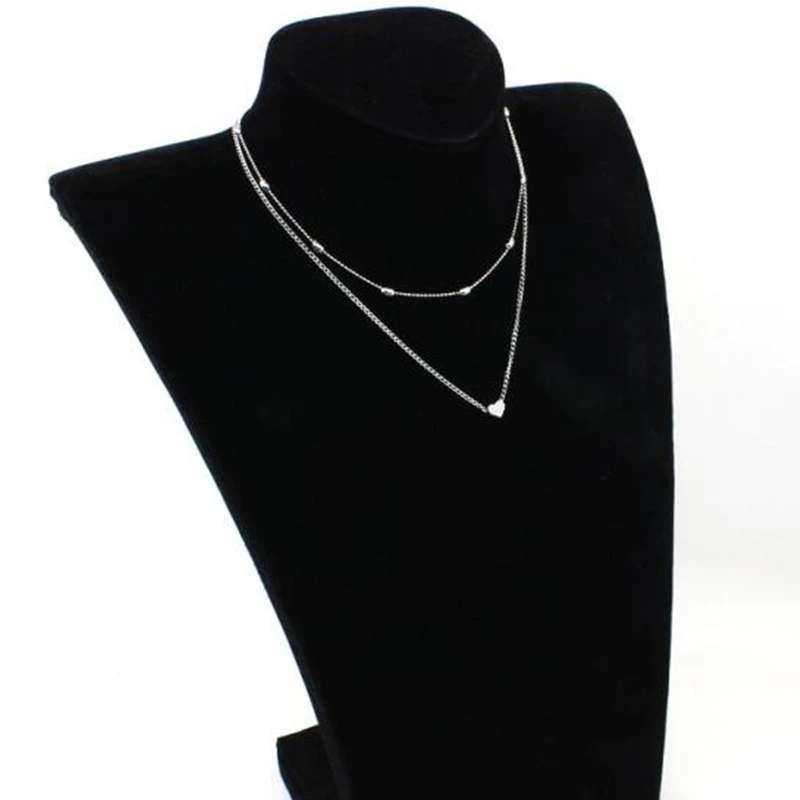 N277 New Arrival Gold Color Heart Pendant Necklace Fashion Double Layer Chain Choker Necklace For Women Top Quality Dropshipping