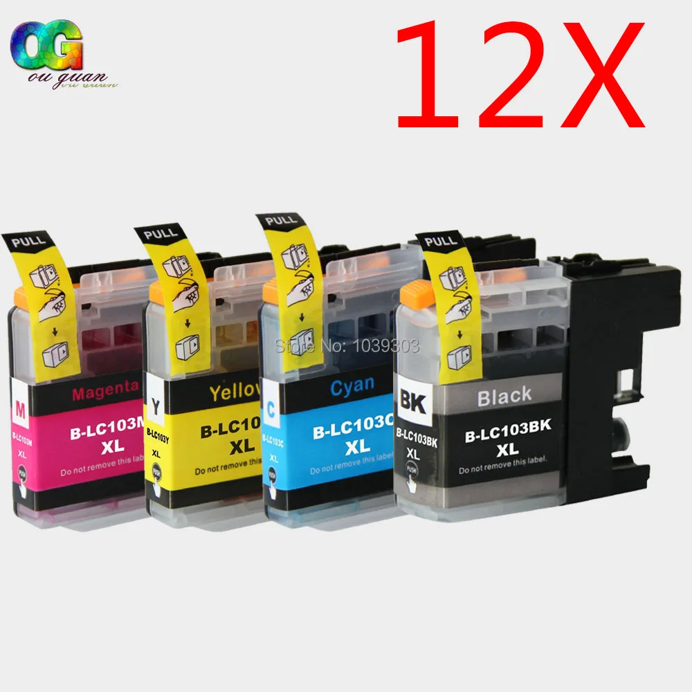 

12 x LC103 XL LC103 Value Pack Ink Cartridge Compatible for Brother DCP-J4110DW/J132W/J152W/172W/552DW/752DW Printer