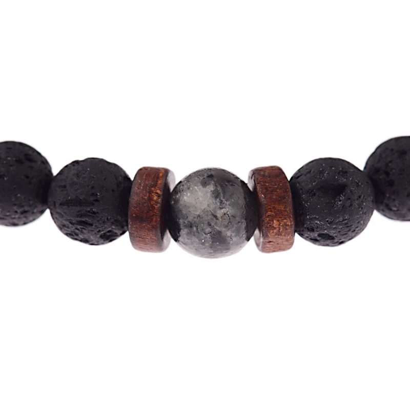 Amader Vintage Black Lava Stone Bracelets Men Meditation Natural Wood Beads Bracelet Women Prayer Jewelry Yoga Dropshipping