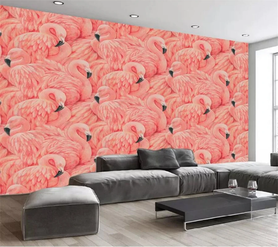 custom wallpaper 5d photo mural children room hand painted red fire flamingo 8d wallpaper European 68d texture background mural