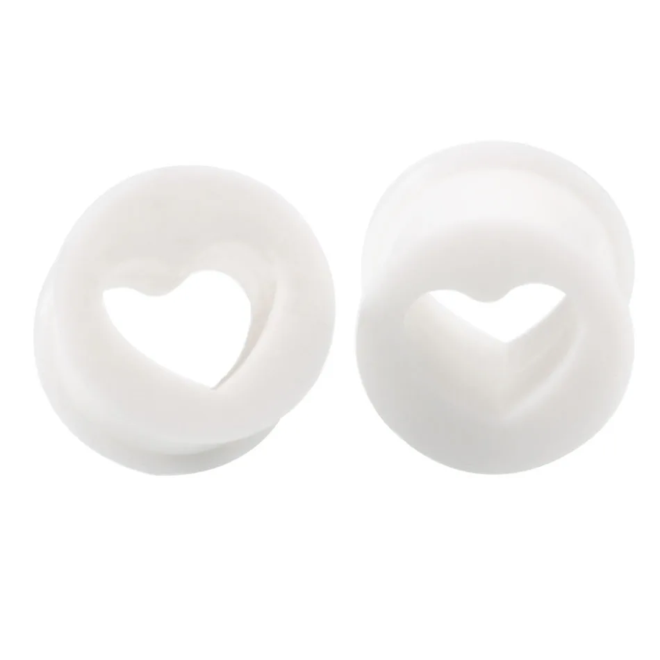 Ear Stretcher Expander Unisex Body Piercing Jewelry 1Pair Silicone Ear Plugs and Tunnels Hollow Heart Shape Ear Gauges