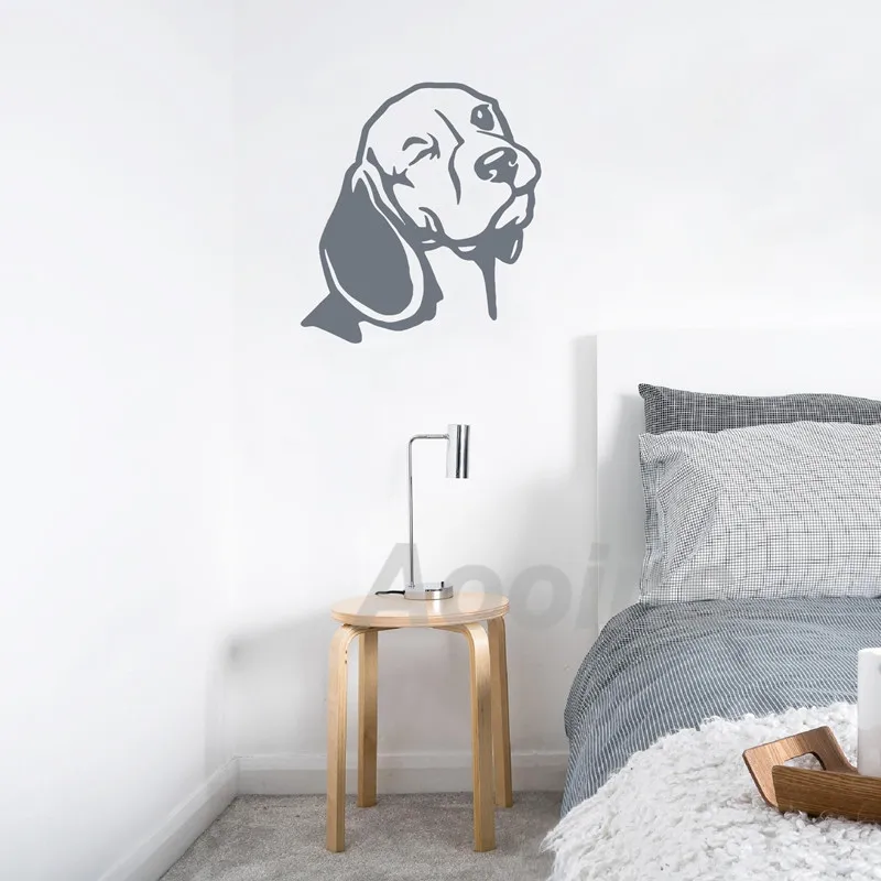 Beagle Wall Decal For Car Laptop Decor Vinyl Sticker , Dog Head Beagle Wall Art Mural Living Room Wall Decoration