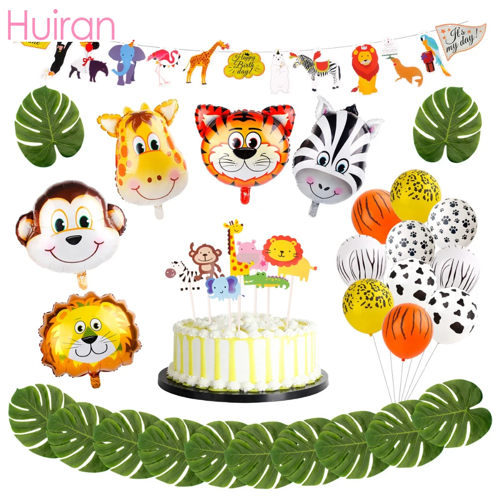 

Huiran Happy Birthday Balloons Birthday Party Decor Kids Animal Number Baloon Safari Jungle Party Birthday Party Supplies Ballon