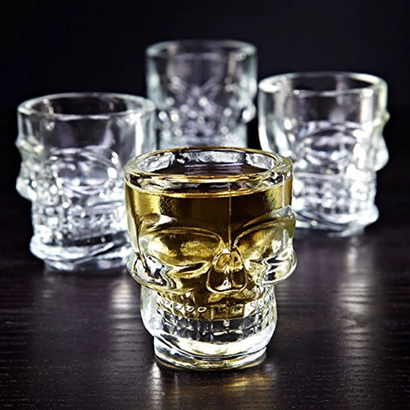 6PCS 45ml Skull Shot Glasses, Set of 6, 1.5 oz, Clear