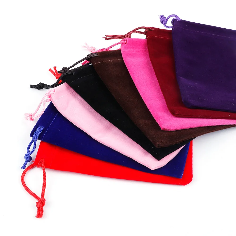 10pcs/lot Coloful Velvet Pouches Jewelry Packaging Display 5x7cm/7x9cm/9x12cm/10x15cm Drawstring Packing Gift Bags & Pouches