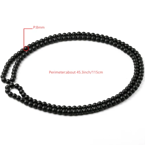 Matte Black Onyx Necklaces &Pendants Mens Natural Stone Women Beaded Long Necklaces Statement Female Jewelry Handmade Gift