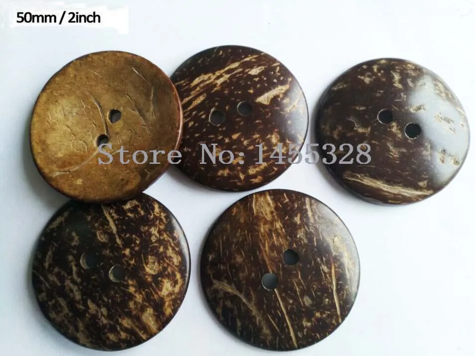 20pcs big large 50mm 2inch 2 hole natural coconut buttons sewing buttons