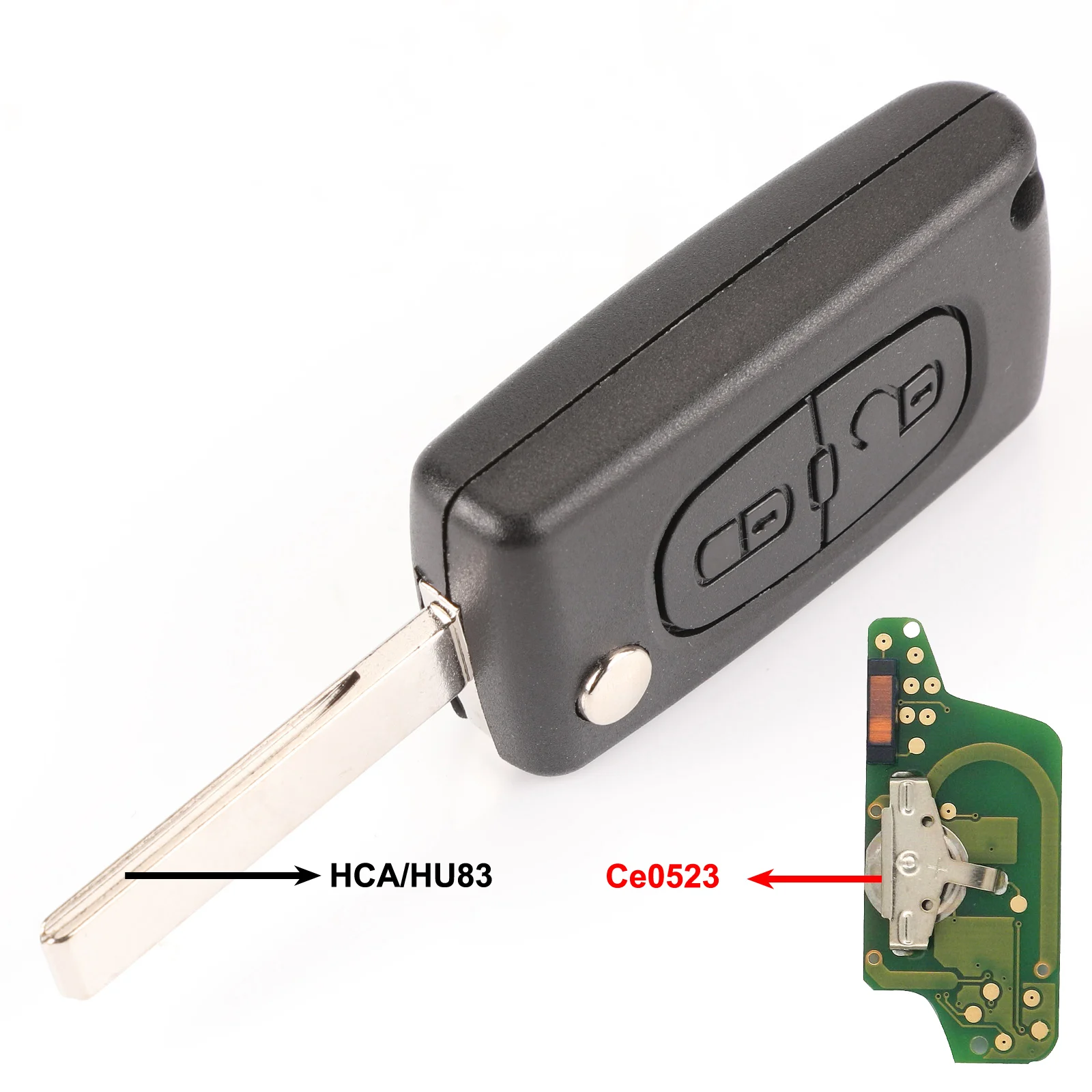 Jingyuqin 434 Mhz FRAGEN/FSK 2 Tasten Klappschlüssel Für Peugeot 107 207 307 307S 308 407 607 Fernbedienung Fob PCF7961 PCF7941 Chip