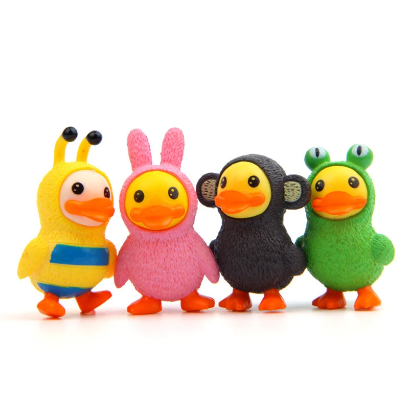 12pcs/lot Hot Sale Yellow Duck Figures Toys Dolls Resin  Kawai Yellow Duck Action Figures Models Toys for Children Dolls Gifts