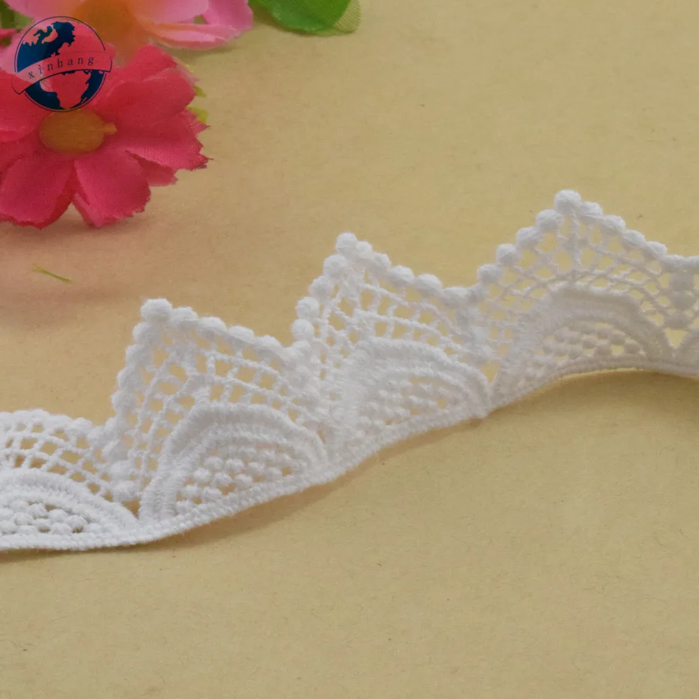 3.5cm Width White 100% Cotton Embroidery Lace French Lace Ribbon Fabric Guipure Diy Trims Warp Knitting Sewing Accessories#3806