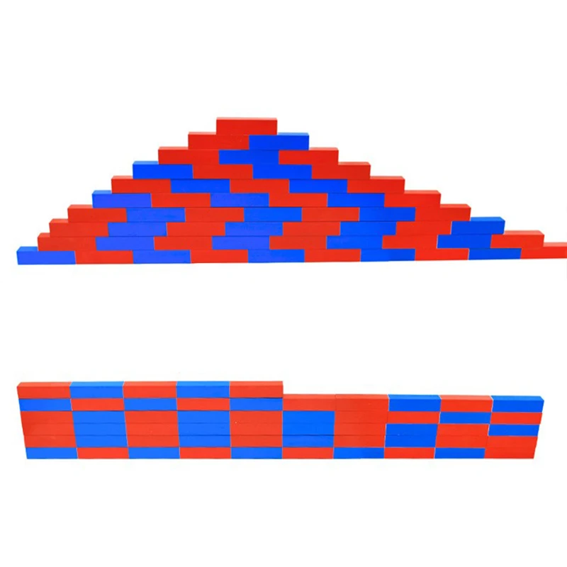 Zabawki dla dzieci Montessori czerwone długie kije (5-50cm) liczba matematyki pręty drewniane edukacja wczesne nauczanie bloki dziecko