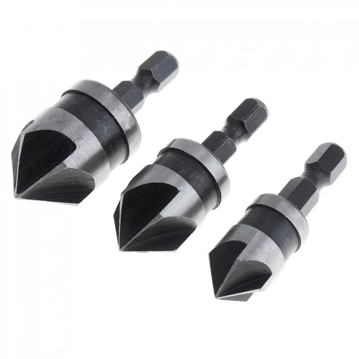 3 개/몫 5 플룻 90도 HCS 육각 12-19mm 모따기 커터 카운터 싱크 목공