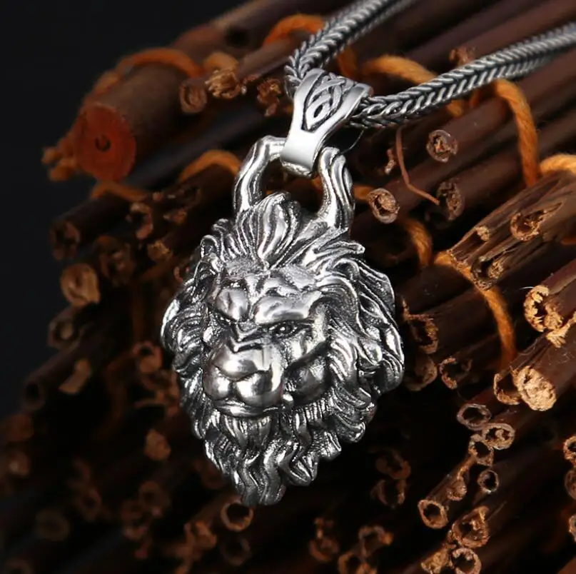 Unibabe Pure Silver Lion Tiger Pendant S925 Sterling Silver Pendant  Jewelry Fashion Tiger Lion Head Pendant Man Male