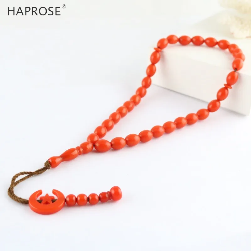 New Oval Bracelet red Bead Ethnic Style Bracelet 33 Beads tasbih Muslim Allah Beads 10*12mm tasbin Men's Gift Wholesale