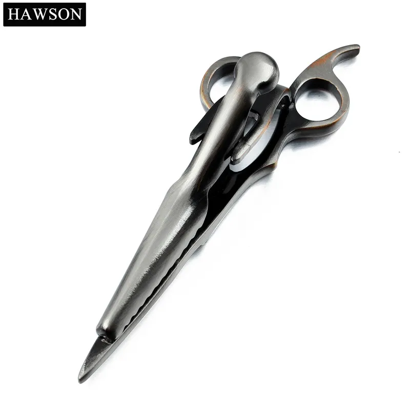 Novelty Hair Scissors Tie Clip for Men 2.5in Antique Gun Black Fun Theme Necktie Bar Clip Business Party Gift HAWSON