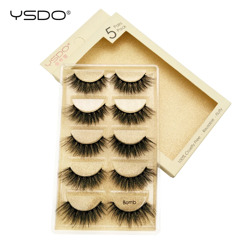 YSDO 3/5pairs eyelashes 3d faux mink lashes natural lashes hand made mink eyelashes long false eyelashes makeup 3d volume lashes